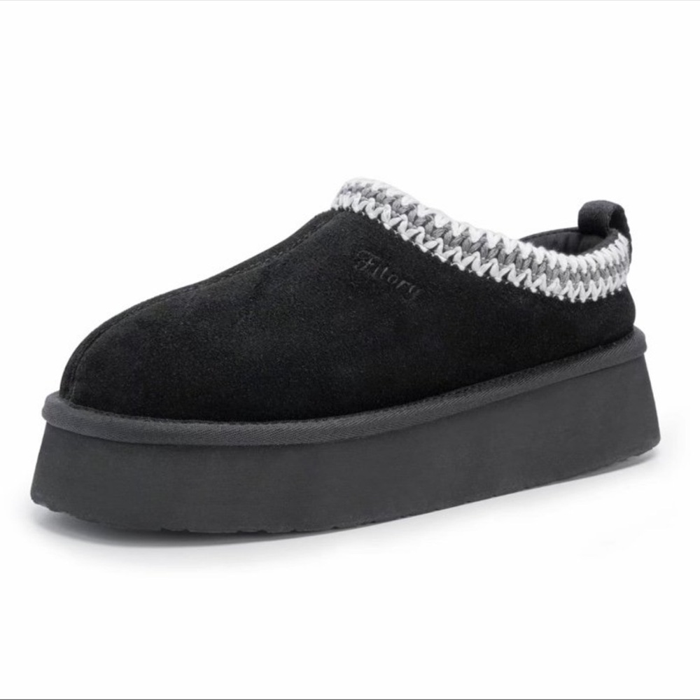 Black Platform Slip-On Shoes